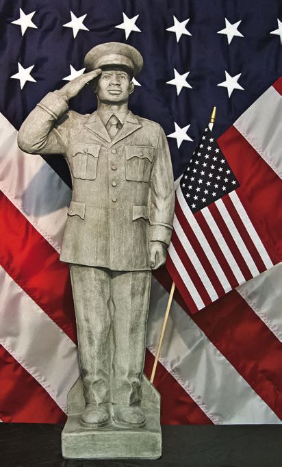 African American army soldier garden statue tribute Military memorial sculpture