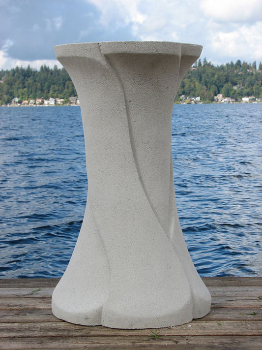 Flowing Art Nouveau garden pedestal with sculptural curves