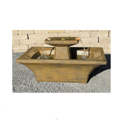 Art Deco high-End cast stone  garden Fountain with high relief flowers on each comer