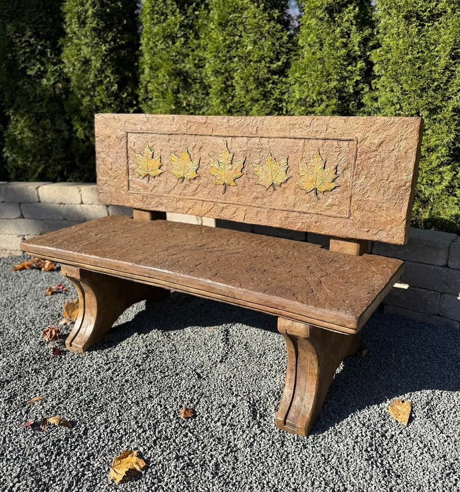 Autumn Leaves Cast Stone Bench  Maple Leaf Memorial Bench
