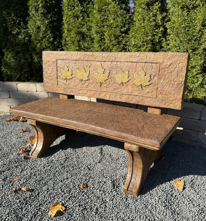 Autumn Leaves Cast Stone Bench  Maple Leaf Memorial Bench