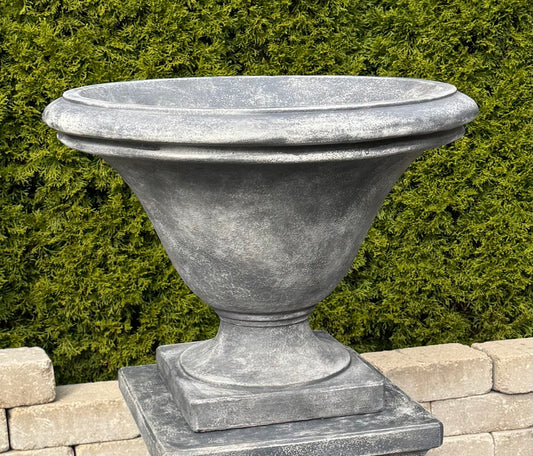 Avanti smaller planter low profile garden urn cast stone bowl