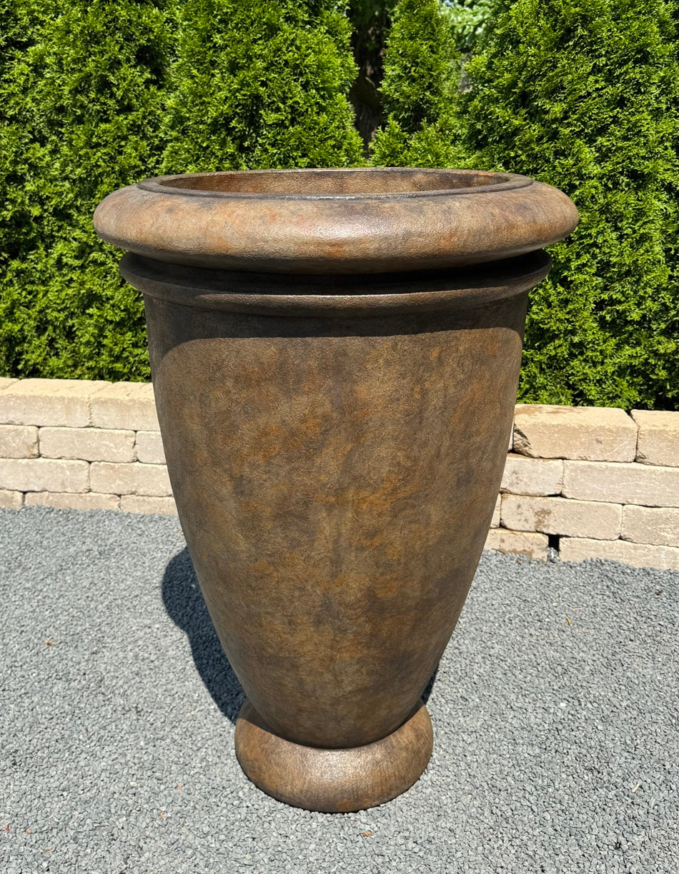 Architectural Avanti Riva Cast Stone Urn Planter very tall graceful tapered form and generously rounded rim