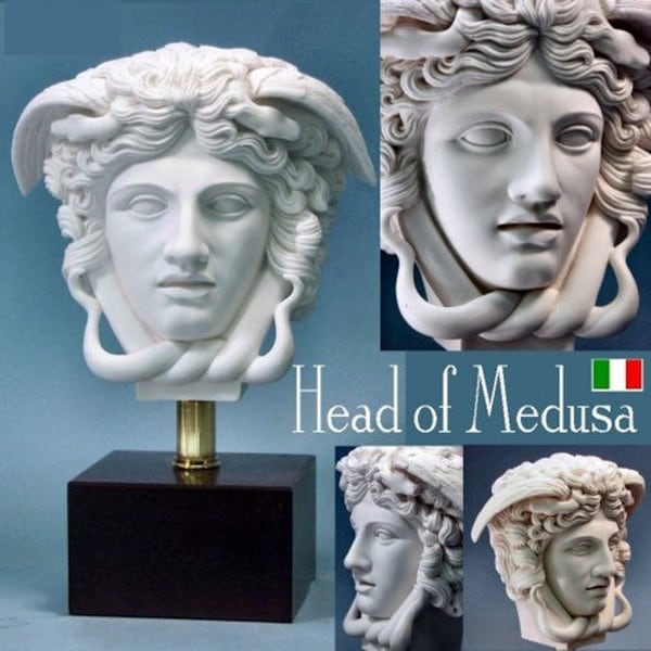 Italian Medusa Bust Made of Marble Gorgon Greek mythology Sculpture