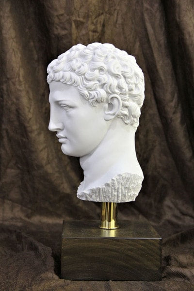 Head Of Hermes by Praxiteles Bust Messenger God Alabaster Statue
