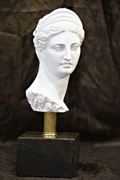 Head of Diana Bust on Base Statue Small Goddess of the Hunt