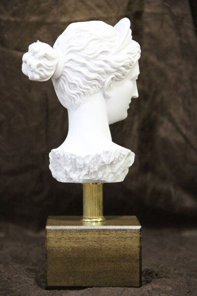 Head of Diana Bust on Base Statue Small Back View of Goddess