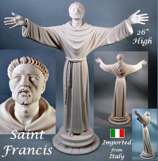 Saint Francis Sculpture arms outstretched Statue