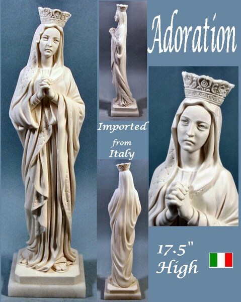 Statue Adoration Virgin Mary Scultpure Marble