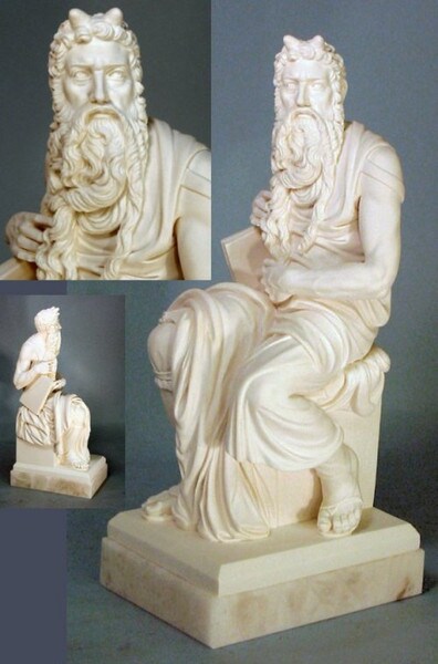 Moses by Michelangelo Sculpture Marble Figurine Reproduction Statue