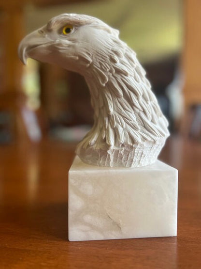 Glass Eye American Bald Eagle bust sculpture Italian Sculptor Giannelli Statue