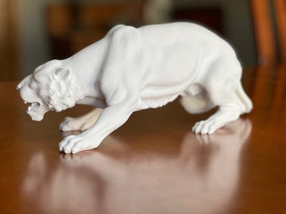Side View Crouching Panther Marble Sculpture Imported Italian Wild Cat