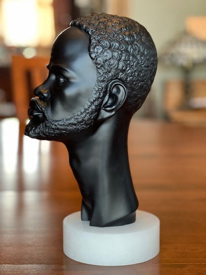 Regal African Male Bust in Bonded Marble from Italy Prince Museum