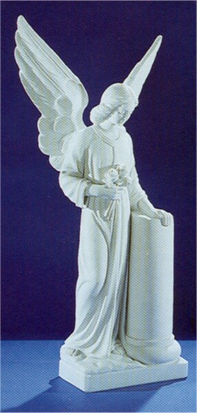 Angel With Roses Marble Memorial Sculpture Large Italian