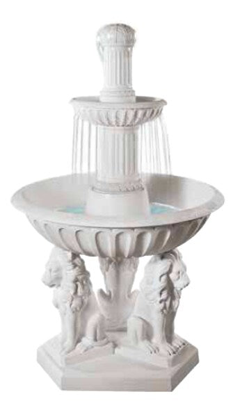 Carrara Marble Three Lions Fountain Made in Italy Sculpture
