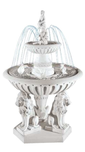 Carrara Marble Lion and Dove Fountain with Boy Made in Italy Sculpture