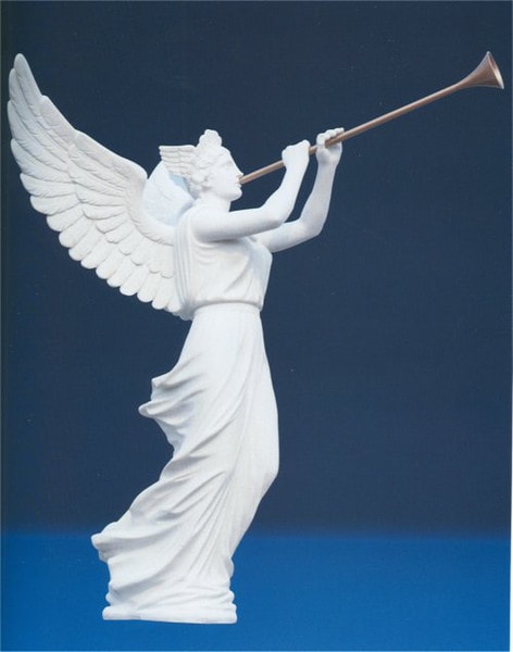 Marble Angel With Trumpet Sculpture Life-Size Momumental