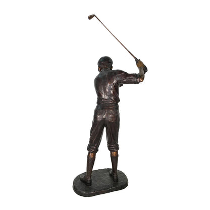 Precision Fairway Golfer Bronze Sculpture back view of statue and golf club