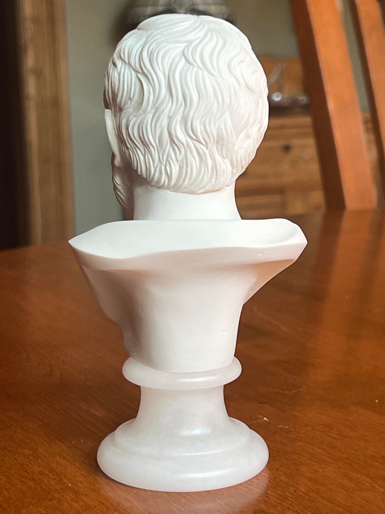 Back View Classical Greek philosopher Plato bonded alabaster sculpture