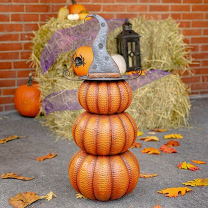 Back view Halloween Pumpkins Jack-O-Lantern Totem Decoration