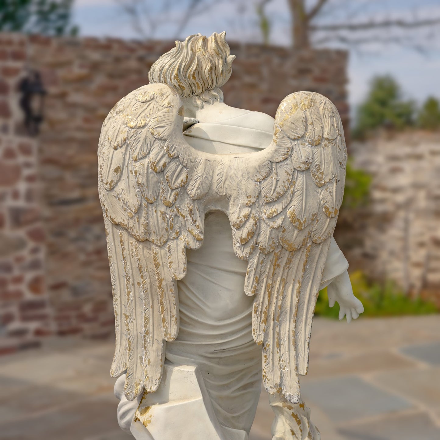 Back view of wings celestial  Muse of the Heavens Life-Size Angel Statue