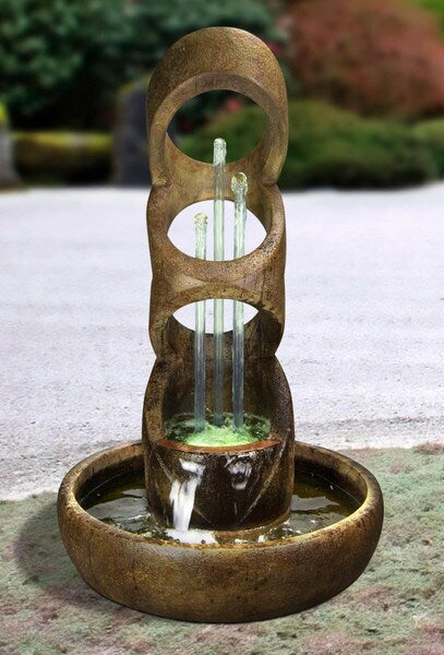Balancing Rings Fountain Clear Piping tubing three splashing cement