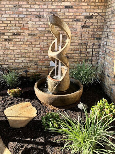 Balancing Rings Fountain Clear Piping Modern Retro Cool Cement Artwork