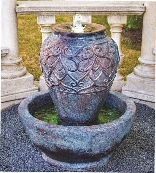 Bali Turkish Shimmering Urn Fountains Vase Cement Garden Flowing Water