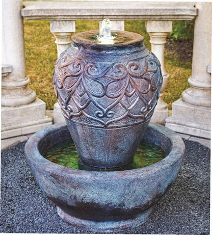 Bali Turkish Shimmering Urn Fountains Vase Cement Garden Flowing Water