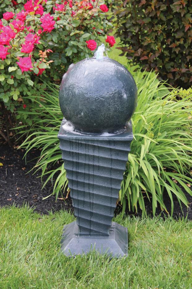 Ball Contemporary Swirl Fountain with pedestal garden sculpture Massarelli maker