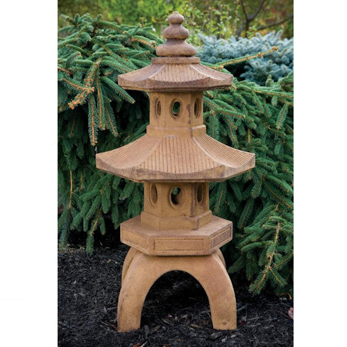 Bamboo Two Tier Pagoda Lantern Temple Sculpture Stone Tall Statue