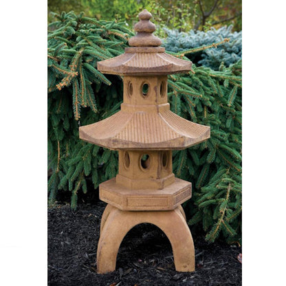 Bamboo Two Tier Pagoda Lantern Temple Sculpture Stone Tall Statue