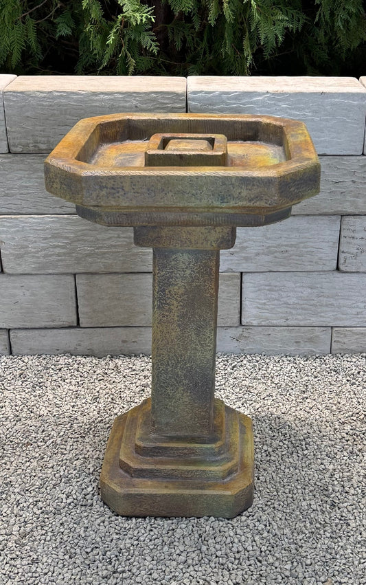 Bancroft Cast Stone Birdbath geometric shaped statuary modern shapes