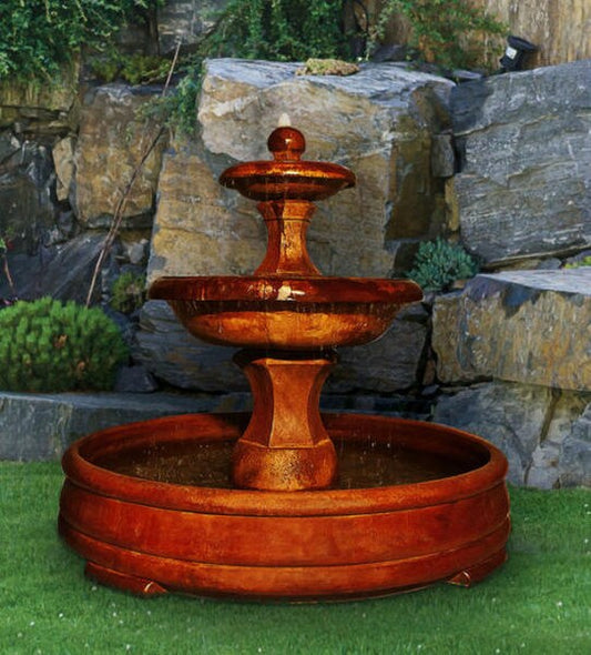 Barrington Cast Stone Fountain in Grand Pool Large Scale with pool as basin