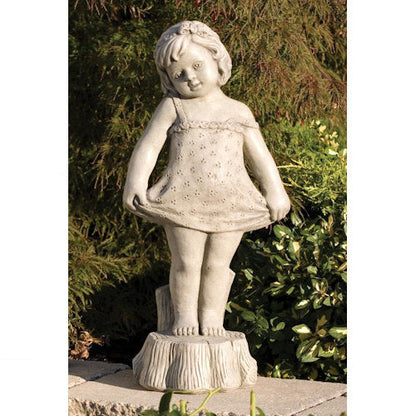 Bashful Girl Garden Statue Cement 22.5" High