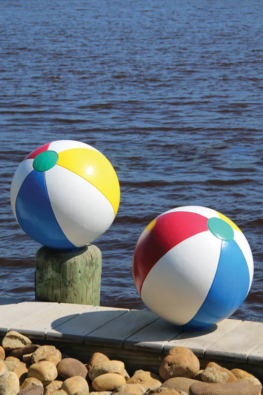 beach ball garden sculpture cast stone colorful outdoor decorating