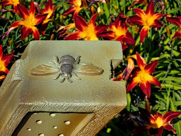 Bee high relief Pollinator's Haven Sculpture Sanctuary Garden Sculpture Cement 