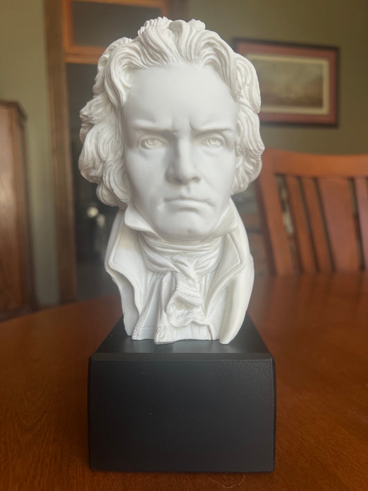 Beethoven bust Prometheus portrait marble style composer statue on black base