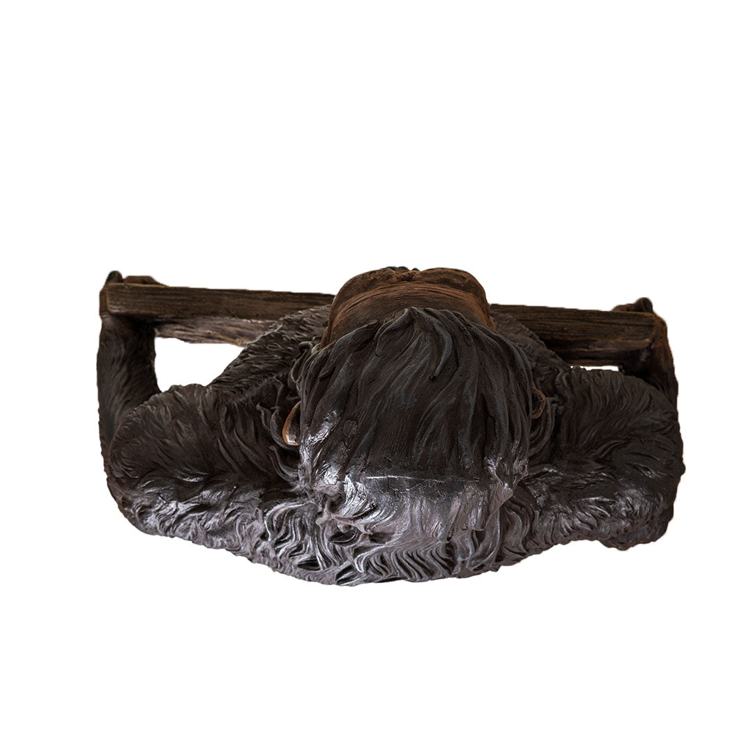 Top View of Sasquatch Life Size Bigfoot Sculpture Holding Beware Sign