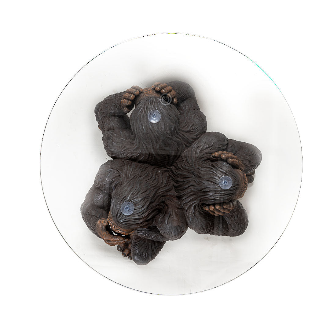 Bigfoot trio table resin sculpture Sasquatch  base with glass top view