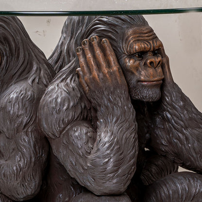 Close up of face See No Evil Hear No Evil Speak No Evil Bigfoot Table