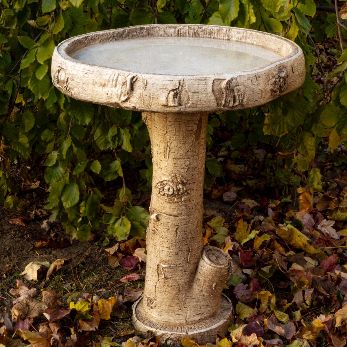 Natures Birch bird bath cast stone garden sculpture by Henri Studios