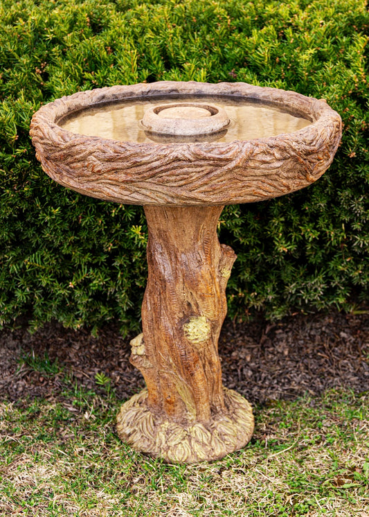 birds nest birdbath cast stone garden statue made in America