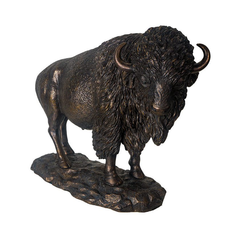 Side View Buffalo Bison Statue Majestic Symbol of the American Plains Bronze Sculpture 