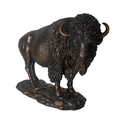 Side View Buffalo Bison Statue Majestic Symbol of the American Plains Bronze Sculpture 
