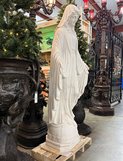 Side View Blessed Mother Mary Life Size Marble Statue Carved by hand Catholic Garden Sculpture