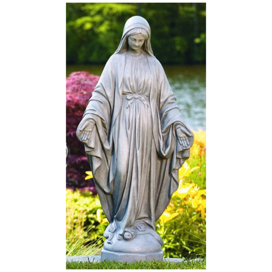 Blessed Mother Mary Sculpture Old Stone Traditional Religious Statuary
