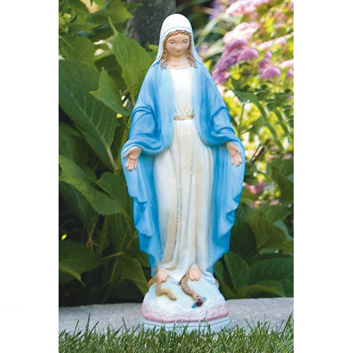 Blessed Mother Garden Statue Made of Cement and colored in traditionally colored
