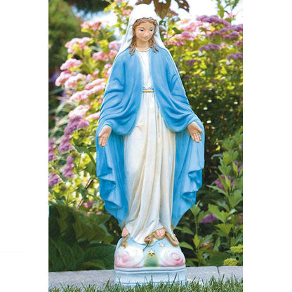 Blessed Mother Mary Garden Sculpture Colored Outdoor Our Lady of Grace cement statue