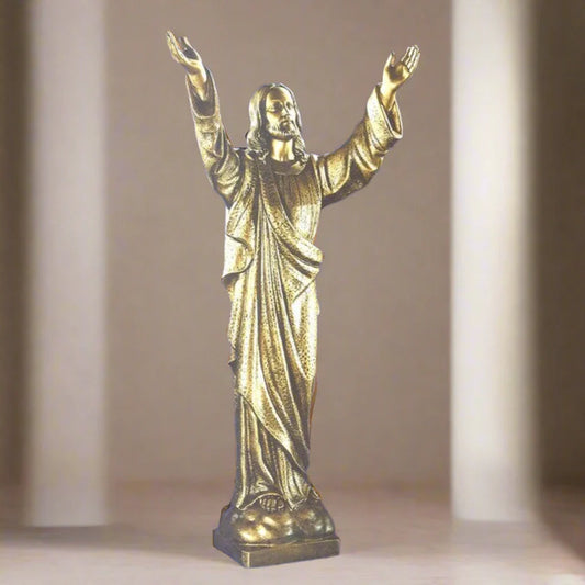 30-inch Italian marble Blessing Jesus statue, ideal for religious gardens, church displays, or devotional home décor